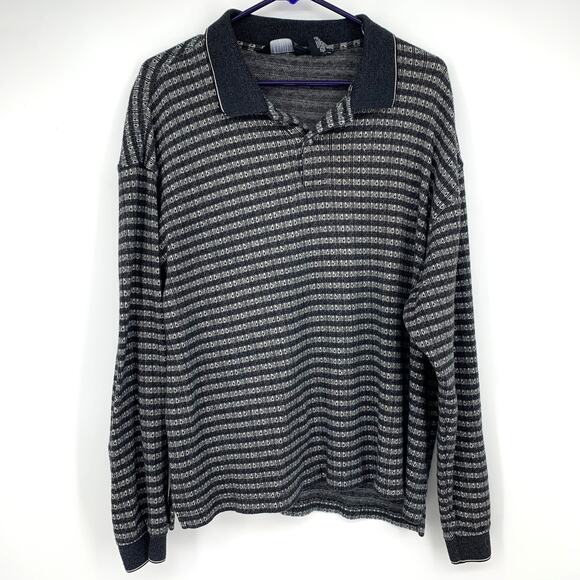 Knightsbridge Vintage Men's Collared Long Sleeve Gray Cotton Blend Polo Size XL - Picture 1 of 6
